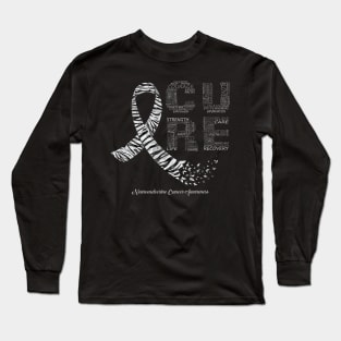 Cure Zebra Ribbon Neuroendocrine Cancer Awarenesss Long Sleeve T-Shirt